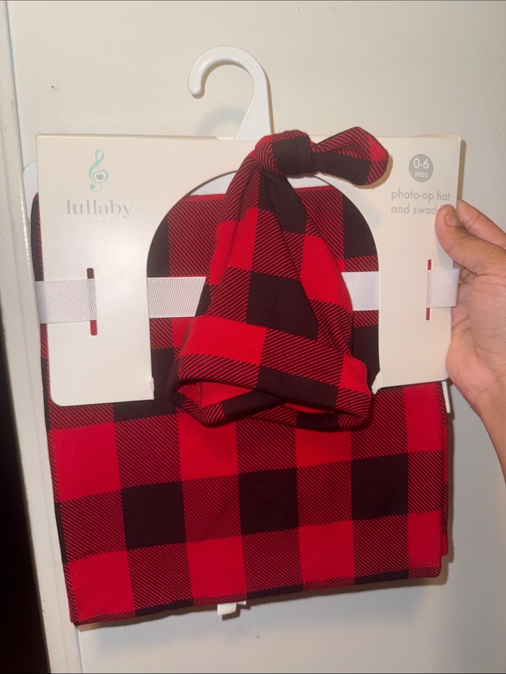 Lullaby Red Buffalo Plaid Baby Photo-Op Hat & Swaddle Set
